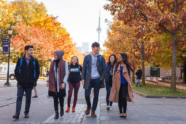 Students walking on campus