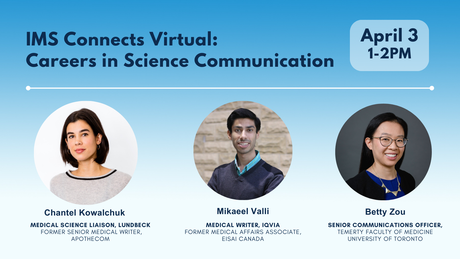 IMS Connects Virtual: Careers in Science Communication Promotional Graphic